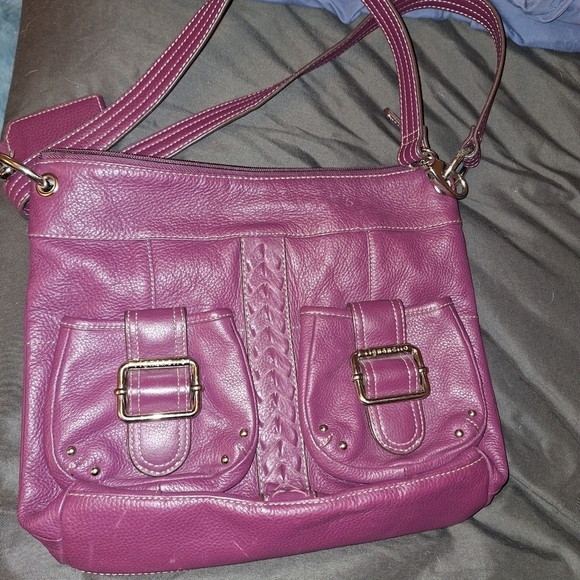 Tignanello Leather Plum Purse 👜 - Picture 1 of 15